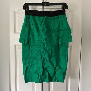 Green pencil skirt.